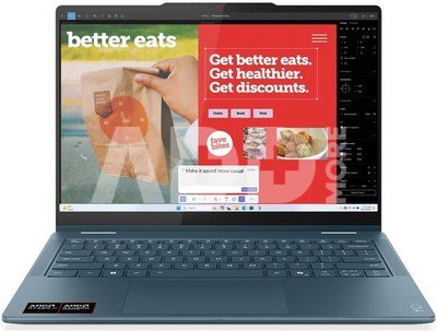 Lenovo Yoga 7 2-in-1 14AKP10 14 WUXGA Touch AMD AI R5 340/16GB/512GB/AMD Radeon 840M Graphics/WIN11 Home/ENG Backlit kbd/Tidal Teal/2Y Warra | Lenovo Yogsa (w/o 65W power adapter) 7 2-in-1 14AKP10 | Tidal Teal | 14 " | OLED | Touchscreen | WUXGA | 1920 x 1200 pixels | 60 Hz | Glossy | AMD Ryzen AI 5 | 340 | 16 GB | LPDDR5 | Solid-state drive capacity 512 GB | AMD Radeon Graphics | Windows Home 11 | 802.11be | Bluetooth version 5.4 | Keyboard language US international | Keyboard backlit | Warranty 24