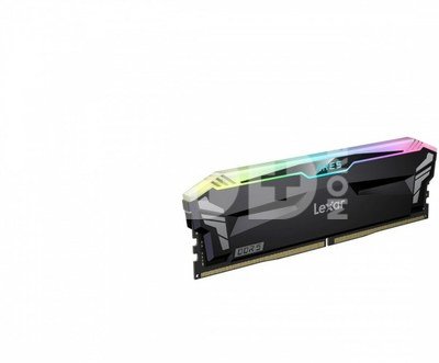 Lexar 2x16GB ARES Gaming UDIMM DDR5 6800 Memory with Black heatsink and RGB lighting Lexar