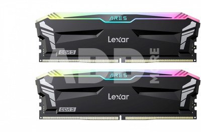 Lexar 2x16GB ARES Gaming UDIMM DDR5 6800 Memory with Black heatsink and RGB lighting Lexar