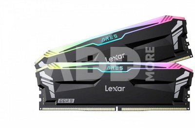 Lexar 2x16GB ARES Gaming UDIMM DDR5 6800 Memory with Black heatsink and RGB lighting Lexar