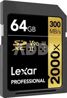 LEXAR PRO 2000X SDHC/SDXC UHS-II U3(V90) R300/W260 (W/O CARDREADER) 64GB