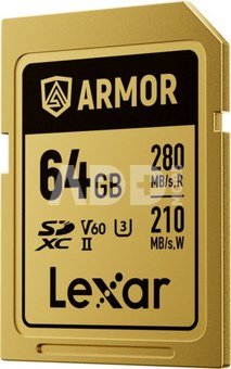 Lexar SDXC ARMOR Gold UHS-II U3, Stainless Steel, IP68 R280/W210 (V60) 64GB