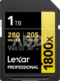 Lexar SDXC Pro 1800x U3 UHS-II R280/W210 (V60) 1TB