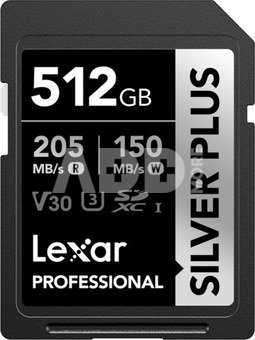 Lexar SDXC Professional SILVER Plus UHS-I/U3/A2/4K R205/W150 (V30) 512GB