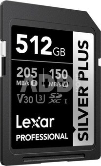 Lexar SDXC Professional SILVER Plus UHS-I/U3/A2/4K R205/W150 (V30) 512GB