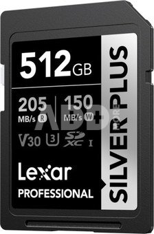 Lexar SDXC Professional SILVER Plus UHS-I/U3/A2/4K R205/W150 (V30) 512GB