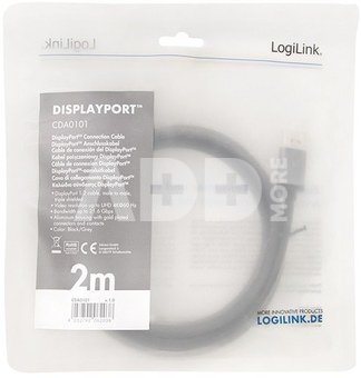 LogiLink DisplayPort cable, 4K/60 Hz,DP/M do DP/M,alu, 2m