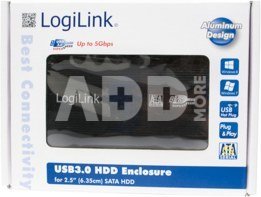 Logilink External hard drive enclosure, black 2.5", SATA, USB 3.0