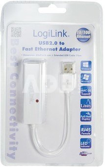 Logilink Fast Ethernet USB 2.0 to RJ45 Adapter: RJ-45, USB
