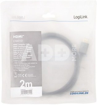 LogiLink HDMI cable 4K/60Hz, alu , black, 2m