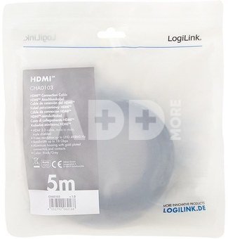 LogiLink HDMI cable 4k/60hZ, ALU , black, 5m