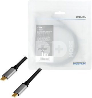 Logilink USB 3.2 Gen 2 cable, C/M to C/M, 4K/60Hz, PD,alu CUA0107 1 m, USB-C male, USB-C male