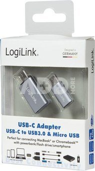 Logilink USB-C to USB3.0 and Micro USB Adapter USB 3.0, Micro USB 2.0, USB 3.1 type-C