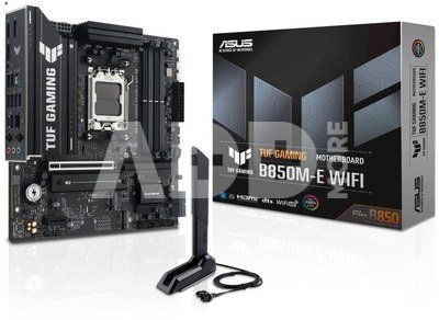 Mainboard|ASUS|AMD B850|SAM5|Micro-ATX|Memory DDR5|Memory slots 4|1xPCI-Express 4.0 1x|1xPCI-Express 4.0 16x|1xPCI-Express 5.0 16x|3xM.2|1xHDMI|2xDisplayPort|4xUSB 2.0|2xUSB 3.2|2xUSB-C|1xPS/2|1xRJ45|3xAudio port|TUFGAMINGB850M-EWIFI