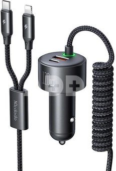 Mcdodo CC-0370 car charger, USB-C, Lightning, 120W, retractable cables