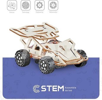 Wooden Assembly Kit Four-Wheel Drive Racing Car, STEM Educational Toy