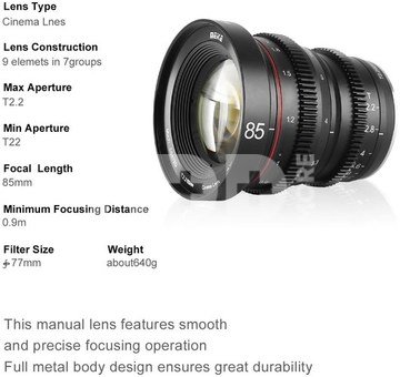 Meike Cine Lens 85mm T2.2 for Sony E Mount