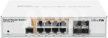 MikroTik Cloud Router Switch CRS112-8P-4S-IN SFP ports quantity 4, Dual Power Suply: 28V 3.4V included. (Optional additional power adapter 48-57V if POE+ is required) W, Managed, 8