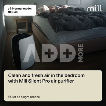 Mill | Silent Pro Air Purifier | APSILENT | Suitable for rooms up to 115 m&sup2; | 68.3 m&sup3; | White/Black