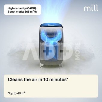 Mill | Silent Pro Air Purifier | APSILENT | Suitable for rooms up to 115 m&sup2; | 68.3 m&sup3; | White/Black