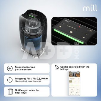 Mill | Silent Pro Air Purifier | APSILENT | Suitable for rooms up to 115 m&sup2; | 68.3 m&sup3; | White/Black