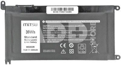 Mitsu Battery for DELL Vostro 14 (5468), Inspiron 15 (5568), 3400 mAh (39Wh), 11.4 Volt