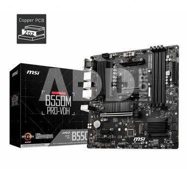 MSI B550M PRO-VDH  Processor family AMD, Processor socket AM4, DDR4, Memory slots 4, Number of SATA connectors 4, Chipset AMD B, Micro ATX