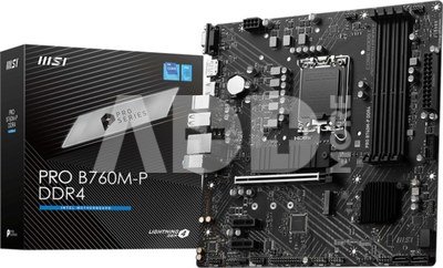 MSI PRO B760M-P DDR4 Processor family Intel, Processor socket LGA1700, DDR4 DIMM, Memory slots 4, Supported hard disk drive interfaces  SATA, M.2, Number of SATA connectors 4, Chipset Intel B760, mATX