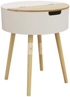 Naktinis staliukas 45x54,5x45 cm stalčius, balta/medžio spalva Home Deco HD3864