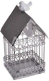 Narvelis metalinis su porcelianiniu paukščiuku 9x9x21 cm 4754