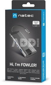 Natec Multi Port Fowler Plus USB-C PD, 3x USB 3.0