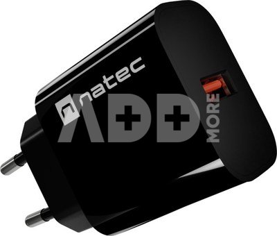 Natec Ribera USB Charger 1X USB-A 18W, Black