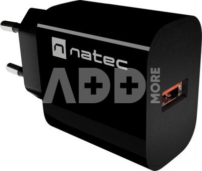 Natec Ribera USB Charger 1X USB-A 18W, Black
