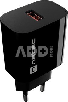 Natec Ribera USB Charger 1X USB-A 18W, Black