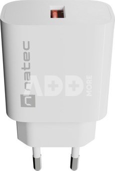 Natec Ribera USB Charger 1X USB-A 18W, White