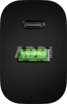 Natec Ribera USB Charger 1X USB-A + 1X USB-C 20W, Black
