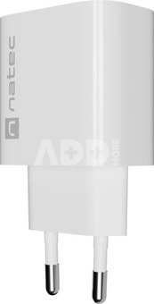 Natec Ribera USB Charger 1X USB-A + 1X USB-C 20W, White