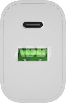 Natec Ribera USB Charger 1X USB-A + 1X USB-C 20W, White