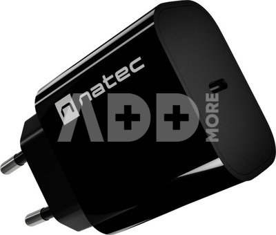 Natec Ribera USB Charger 1X USB-C 20W, Black