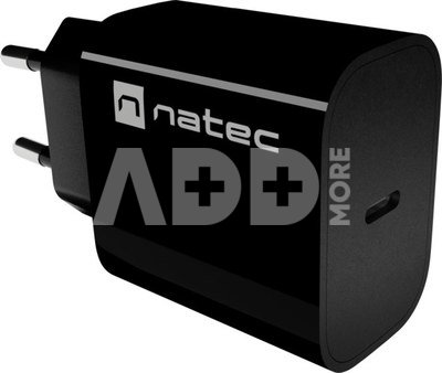Natec Ribera USB Charger 1X USB-C 20W, Black