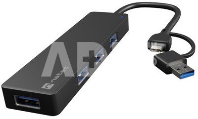 Natec USB 3.0 HUB, Mayfly, 4-Port, Black