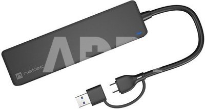Natec USB 3.0 HUB, Mayfly, 4-Port, Black