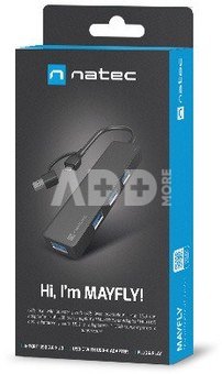 Natec USB 3.0 HUB, Mayfly, 4-Port, Black