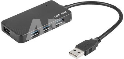 Natec USB 3.0 HUB, Moth, 4-Port, Black