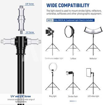 NEEWER ST-260AC, 260 cm 25-30-35 mm air cushion light stand