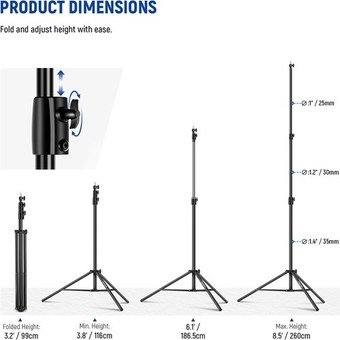 NEEWER ST-260AC, 260 cm 25-30-35 mm air cushion light stand