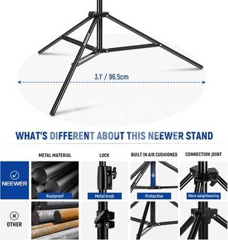 NEEWER ST-260AC, 260 cm 25-30-35 mm air cushion light stand