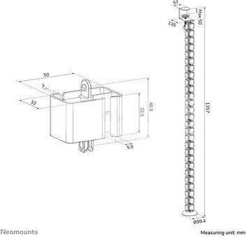 Neomounts ADS06-131BL Cable spine - clamp-on design - universal, Black | Neomounts