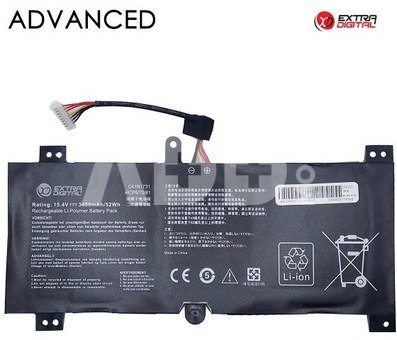 Nešiojamo kompiuterio baterija ASUS C41N1731, 3400mAh, Extra Digital Advanced