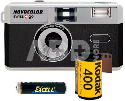 Novocolor Swiss+Go 35mm Analog Camera Black (incl. Film, Case & Battery)